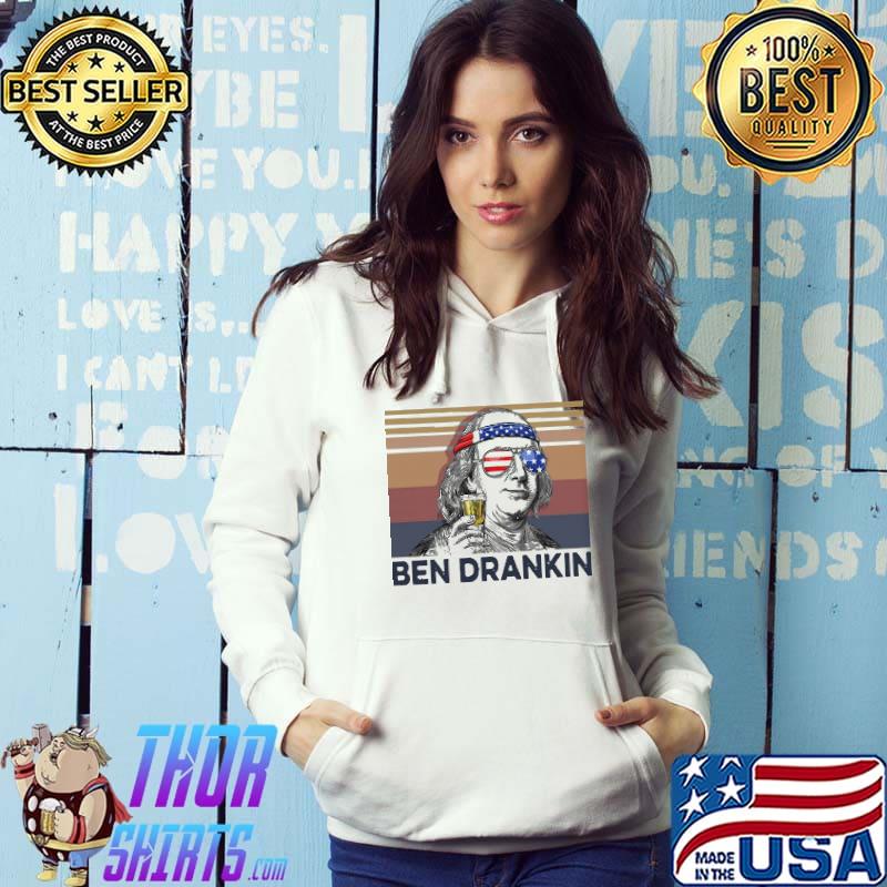 Benjamin Franklin Drankin Independence Day Happy 4th July America Flag Vintage Shirt