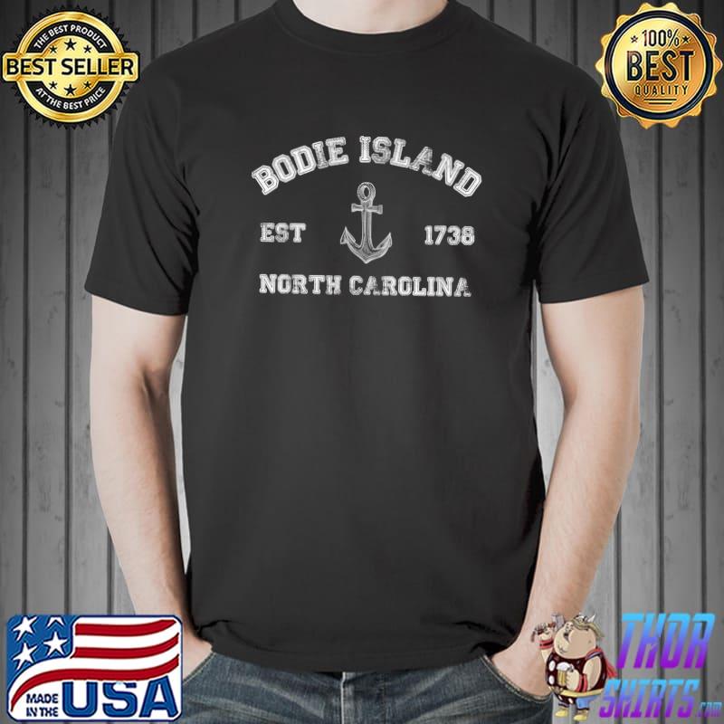 Best bodie Island North Carolina Vintage Nautical Anchor Retro T-Shirt Unisex
