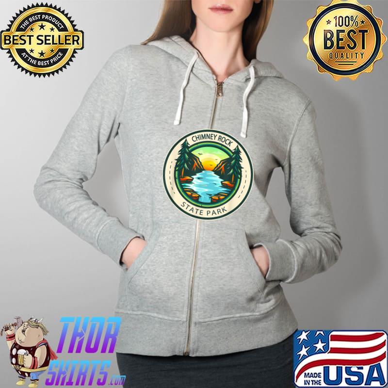 Best chimney Rock State Park North Carolina Badge Vintage T-Shirt Full Zip Hooded