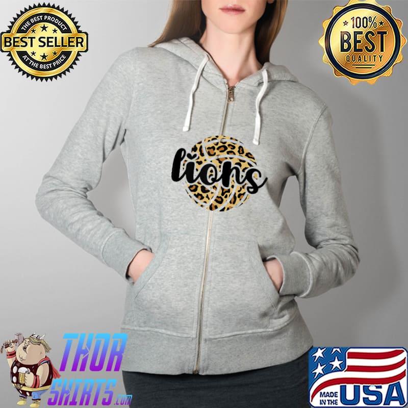 Best lions Volleyball Team Leopard Mascot School T-Shirt Full Zip Hooded