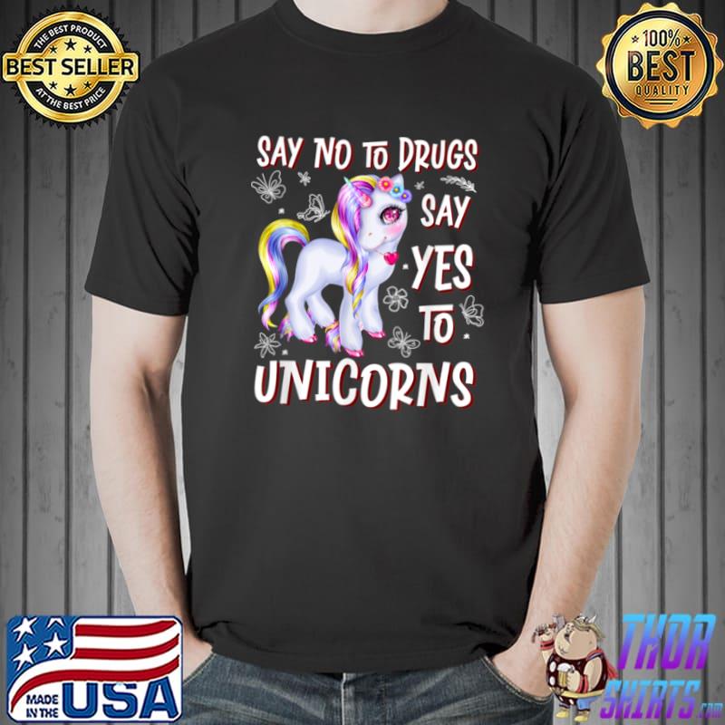 Best Say No Say Yes to Unicorns Red Ribbon Week Kids T Shirt Unisex