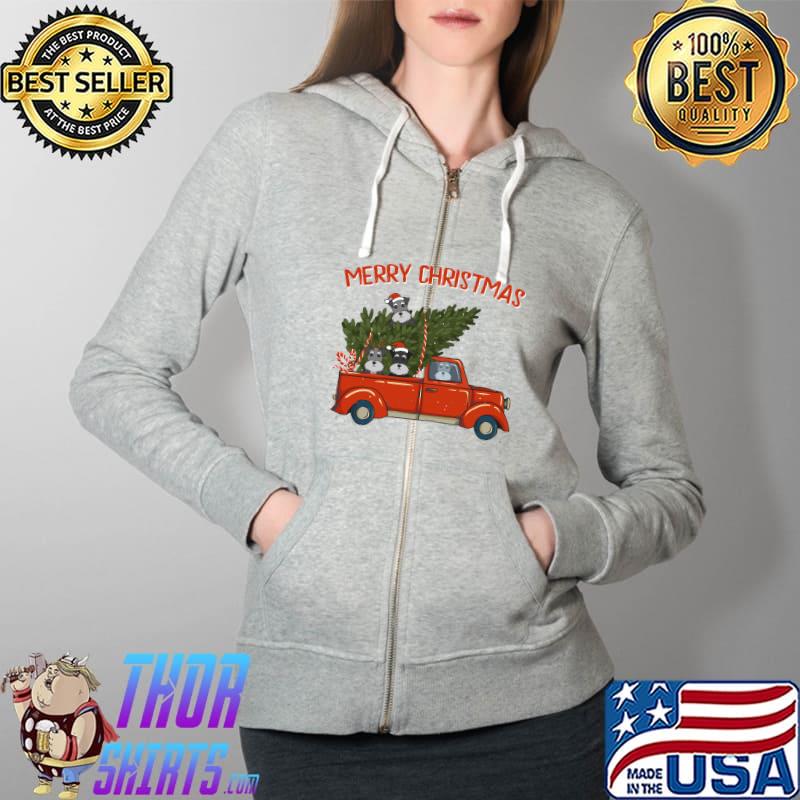 Best schnauzer Xmas Vintage Red Pickup Retro Truck T-Shirt Full Zip Hooded
