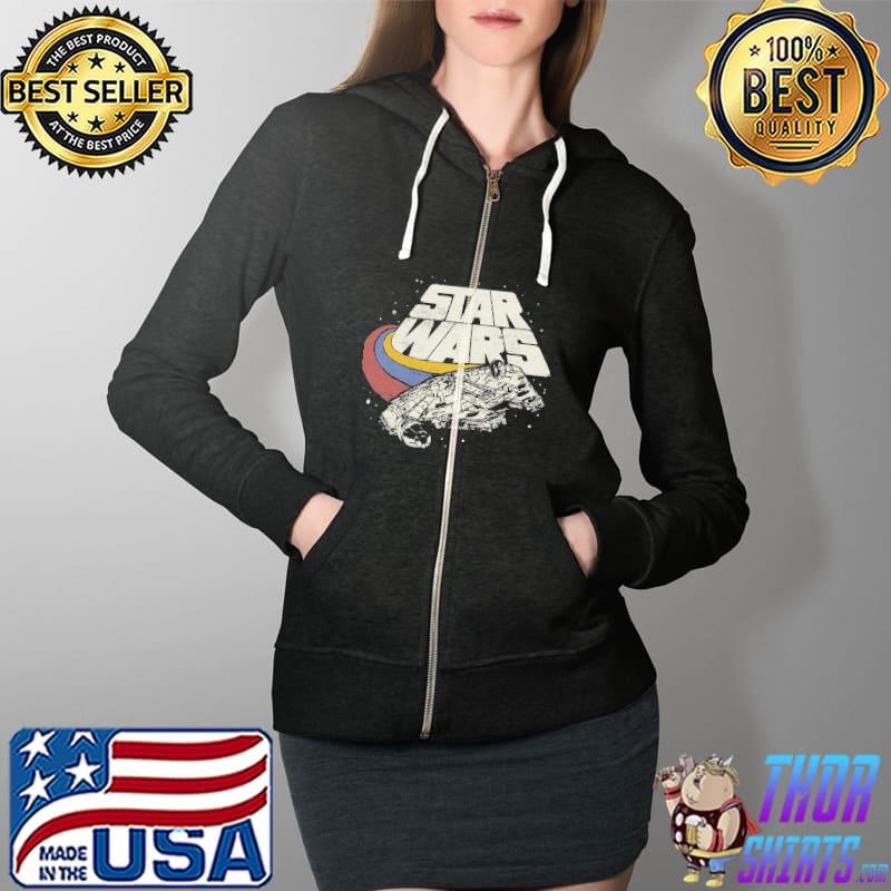 Best Star Wars Falcon Ship Three Stripes Shirt Full Zip Hooded