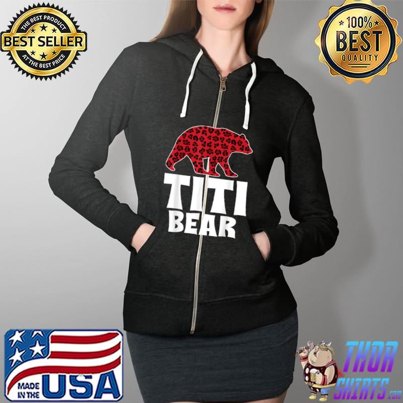 Best Titi Bear Christmas Red Leopard Matching Family Pajama T Shirt Full Zip Hooded