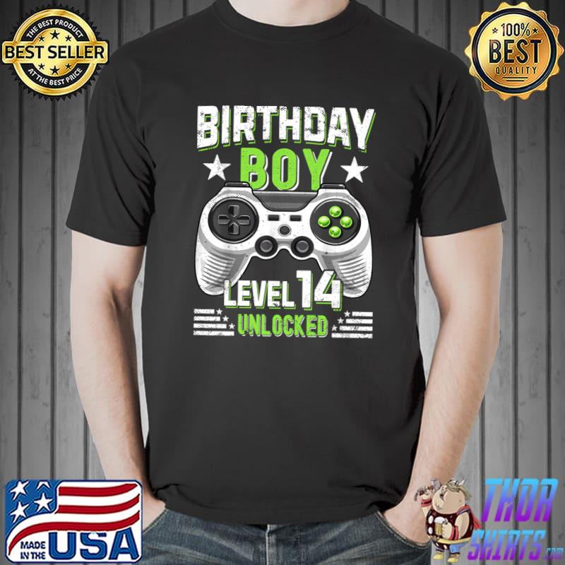 Best video Game Birthday Boy Level 14 Unlocked Gamer Kids Adults T-Shirt Unisex