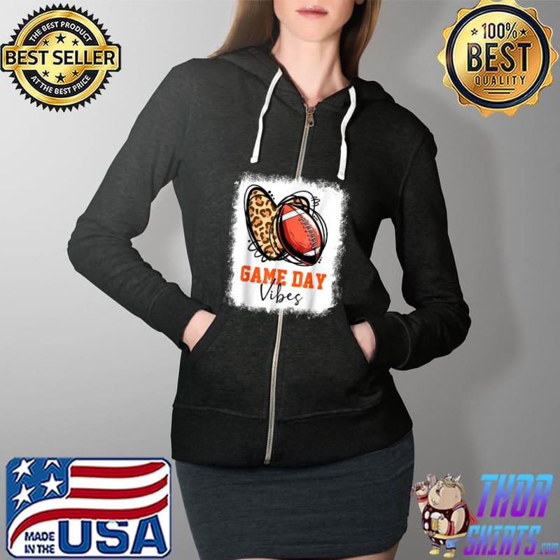 Bleached Football Game Day Vibes Football Mom Game Day Funny T Shirt Full Zip Hooded