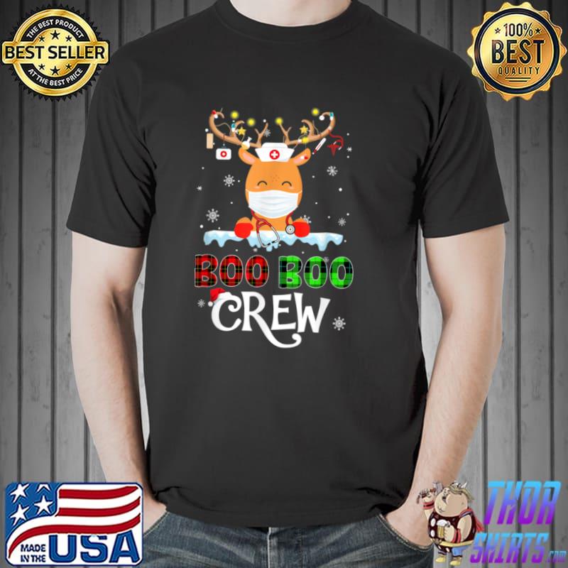 Christmas Boo Boo Crew Reindeer Nurse Buffalo Plaid Nurse T Shirt Unisex