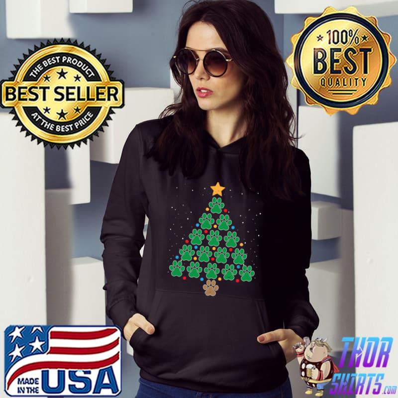 Christmas Dog Paws Tree Funny Xmas Pet Dog Holiday Puppy T-shirt