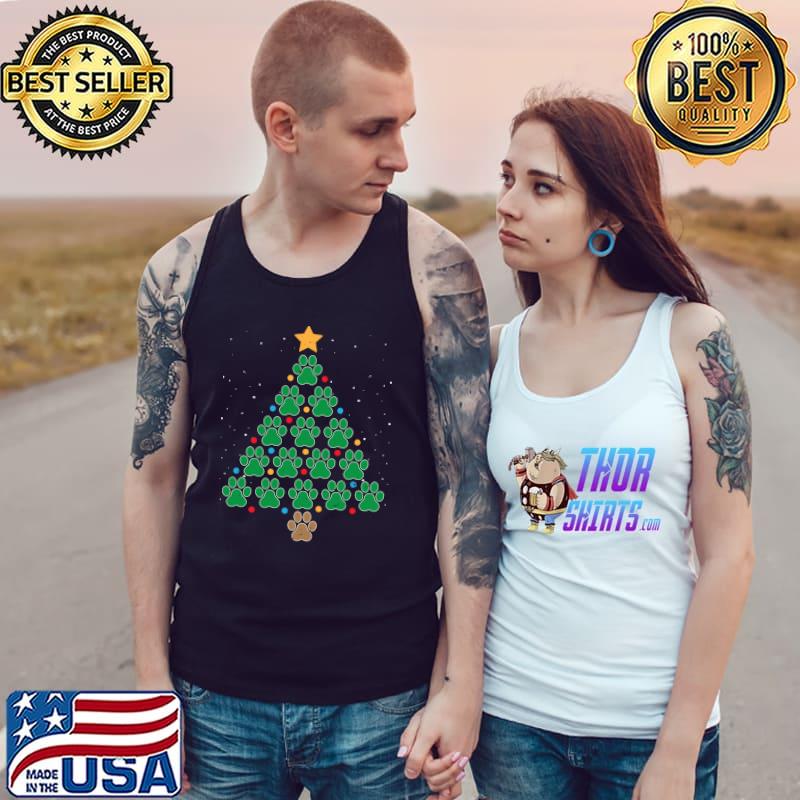 Christmas Dog Paws Tree Funny Xmas Pet Dog Holiday Puppy T-s Tank Top