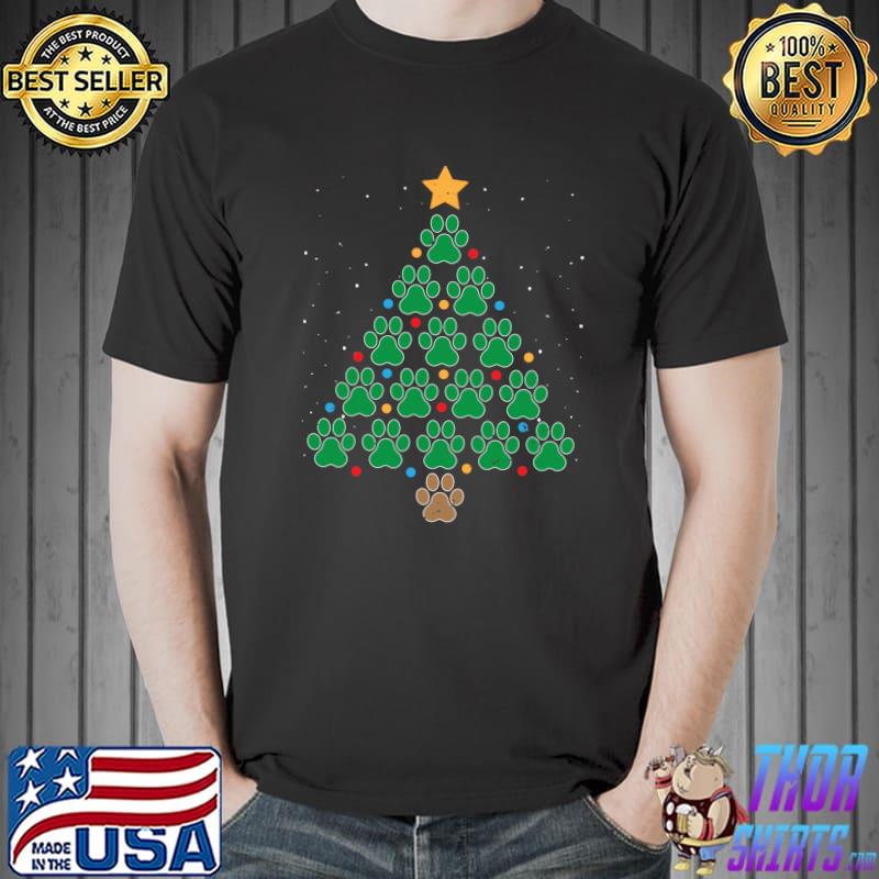 Christmas Dog Paws Tree Funny Xmas Pet Dog Holiday Puppy T-s Unisex
