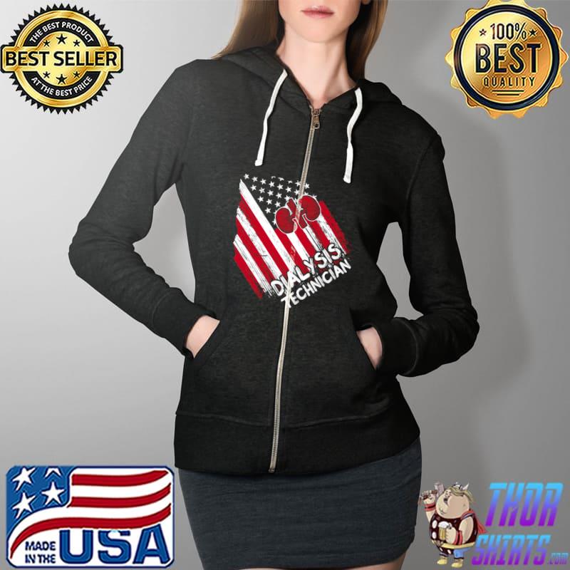 Dialysis Technician Nephrology Tech T-Shirt Full Zip Hooded