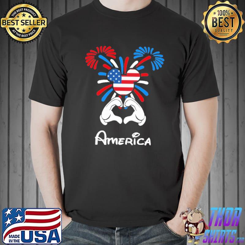 Disney Mickey I Love America 4th Of July America Flag Shirt Unisex