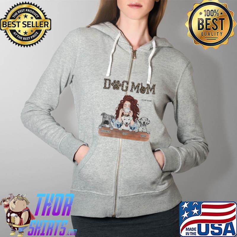 Dog Mom Leopard Vintage Shirt Full Zip Hooded