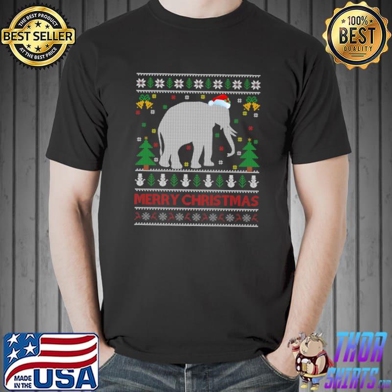 Elephant Animal Lover Ugly Santa Indian Elephant Christmas Premium T-Shirt Unisex