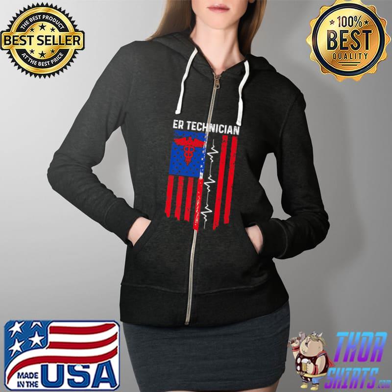 ER Technician Emergency Room Tech Premium T-Shirt Full Zip Hooded