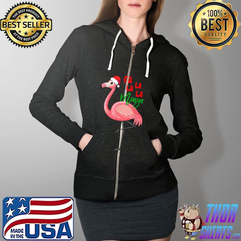 Flamingo Christmas Tree Santa Hat Xmas Light Merry Christmas T Shirt Full Zip Hooded