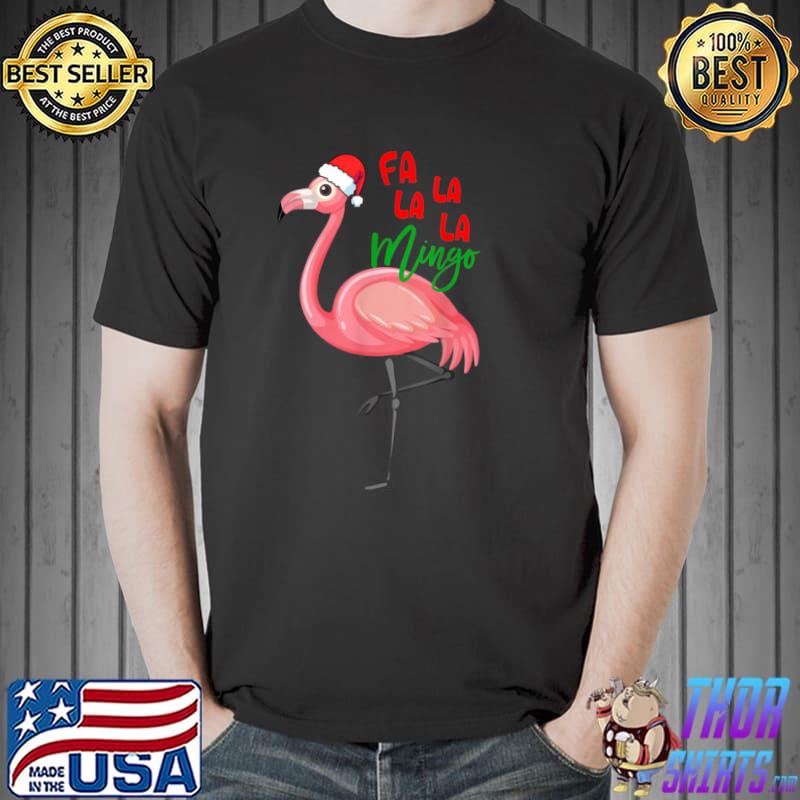 Flamingo Christmas Tree Santa Hat Xmas Light Merry Christmas T Shirt Unisex