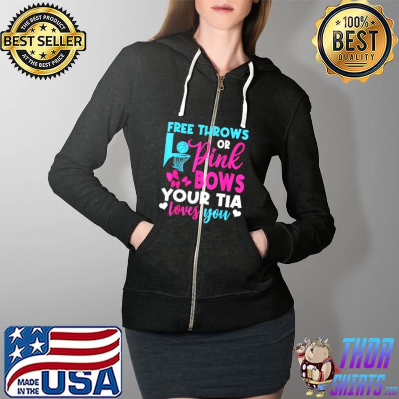 Free Throws Or Pink Bows Tia Loves You Gender Reveal s Full Zip Hooded