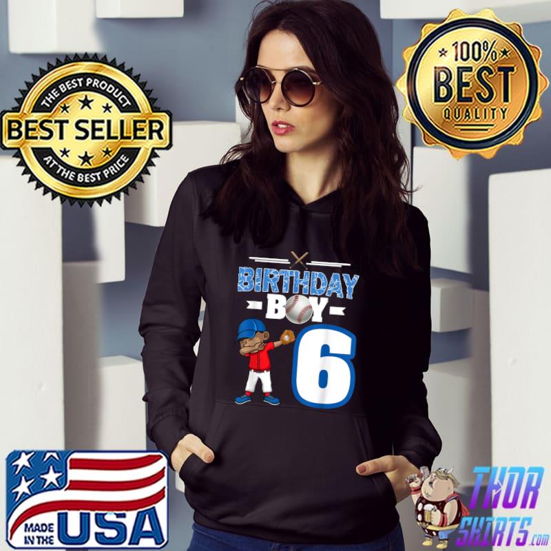 Funny dabbing Boy 6 Year Old Baseball Player 6th Bday Party T-Shirt