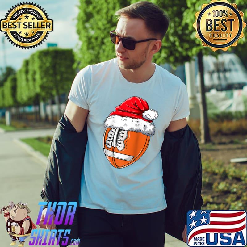 Funny Football Christmas Santa Hat Football Player Game Day T-s Unisex