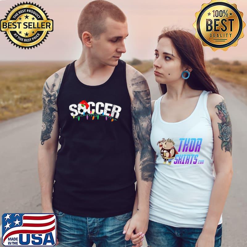 Funny Football Santa's Hat Christmas Xmas Soccer T- Tank Top