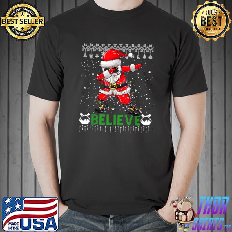 Funny merry Christmas Santa Dabbing Believe Xmas Holiday T-Shirt Unisex