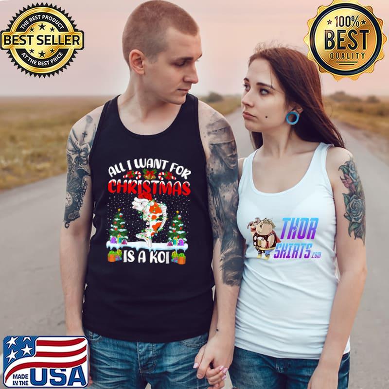 Funny Santa Hat All I Want For Christmas Is A Koi Fish T Shirt Tank Top