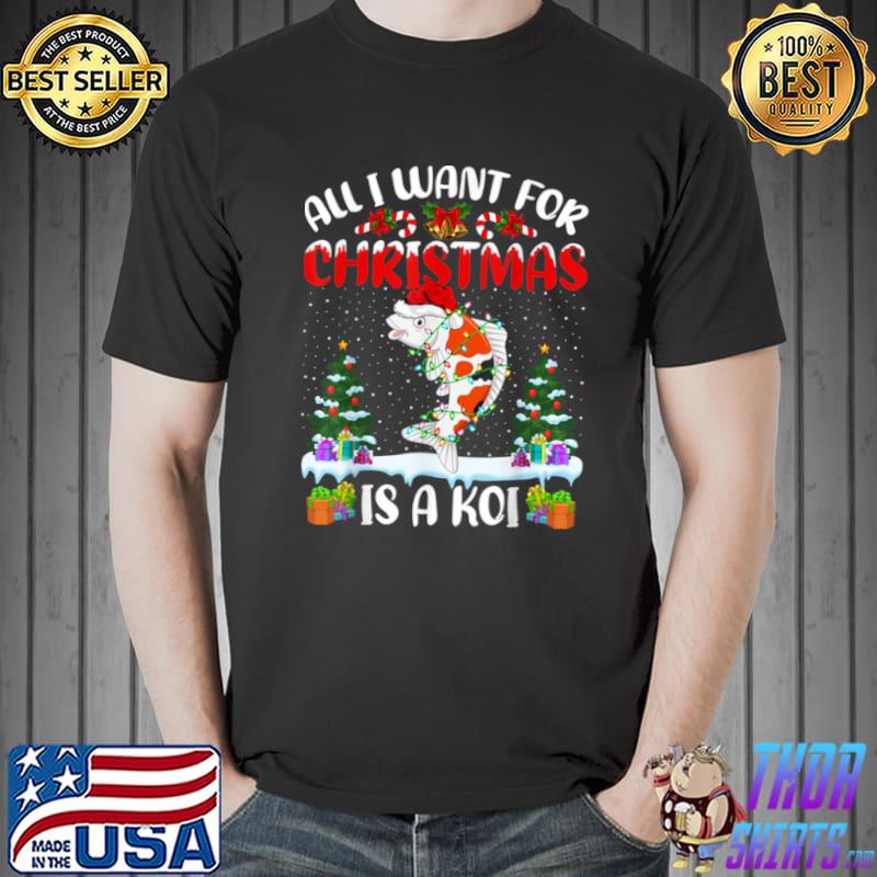 Funny Santa Hat All I Want For Christmas Is A Koi Fish T Shirt Unisex