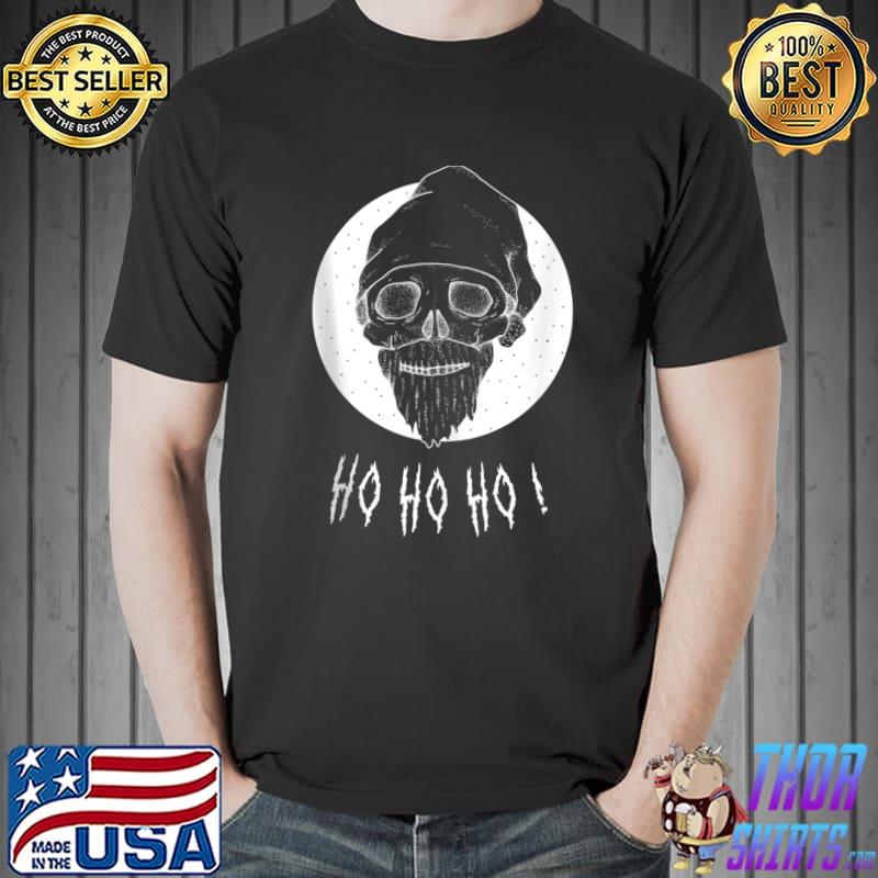Funny Scary Xmas Skull with Santa Hat Horror Fan Christmas Ugly T- Unisex