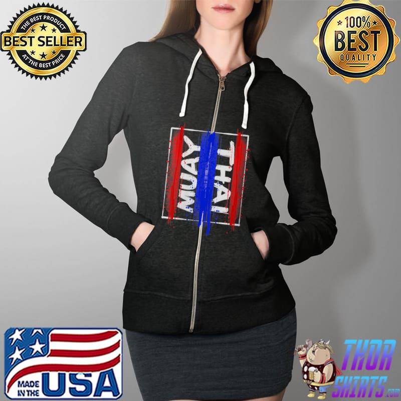Funny thailand Martial Arts Muay Thai Karate T-Shirt Full Zip Hooded