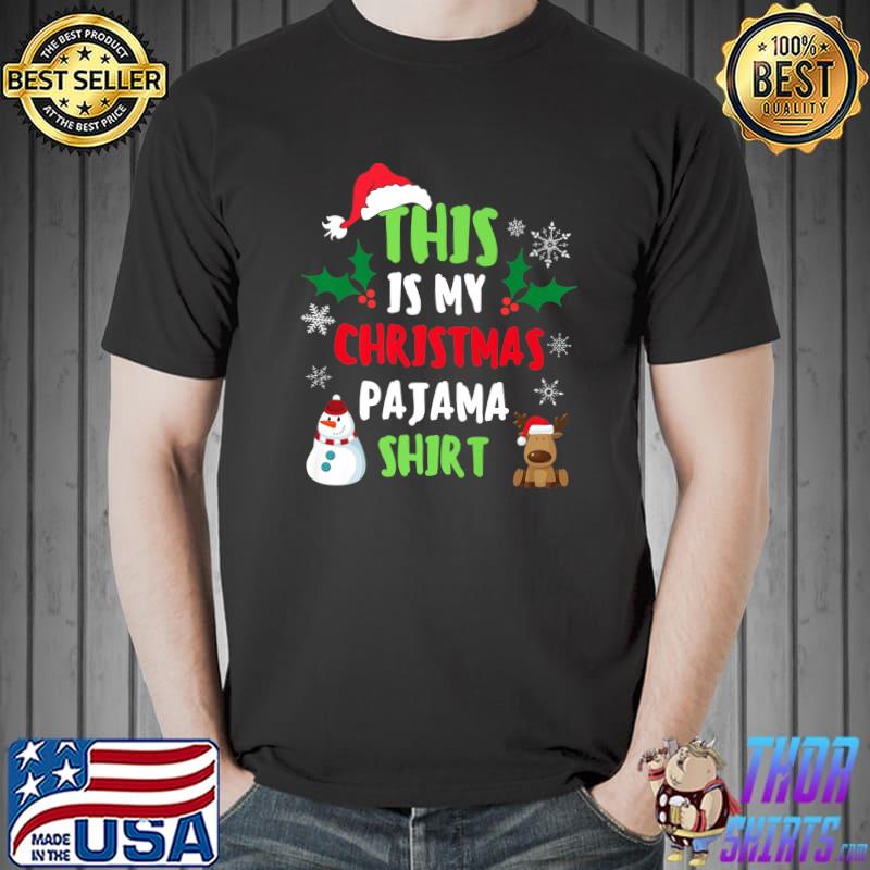 Funny this is my Christmas Pajama Family Matching santa hat Premium T-Shirt Unisex