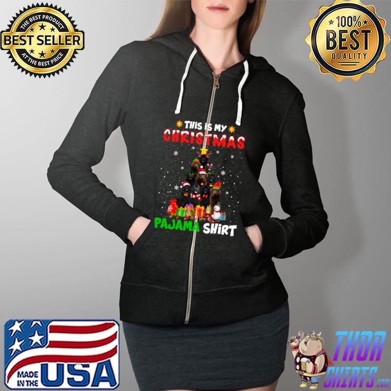 Funny this Is My Christmas Pajama Newfoundland Dog Xmas Tree T-s Full Zip Hooded