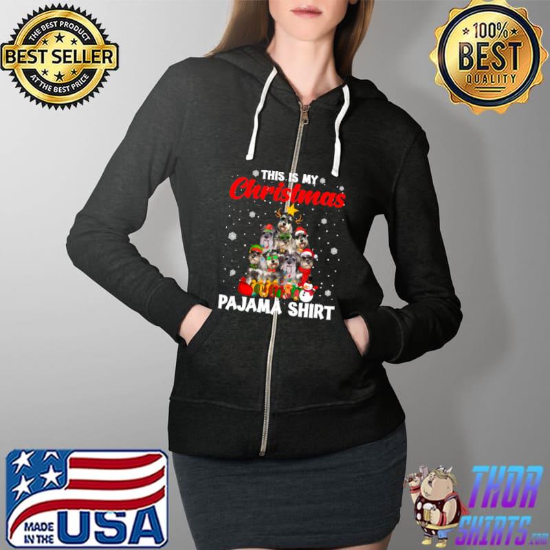 Funny this Is My Christmas Pajama Schnauzer Dog Xmas Tree T-s Full Zip Hooded