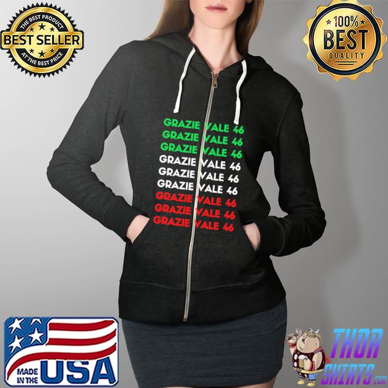 Funny Vale Rossi Grazie Vale 46 Unisex T-Shirt Full Zip Hooded