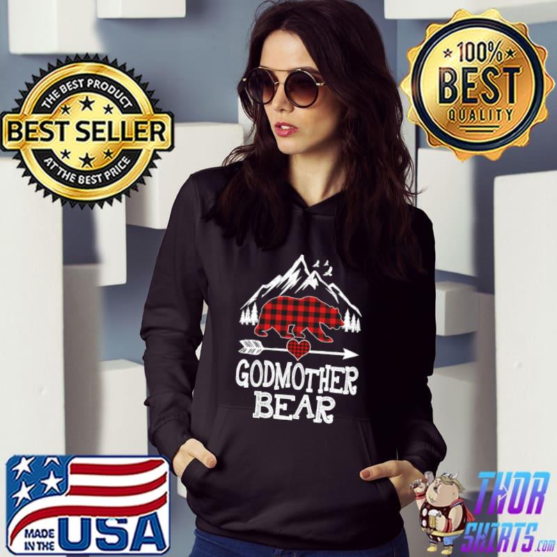 Godmother Bear Shirt, Red Buffalo Plaid Godmother Bear T-Shirt