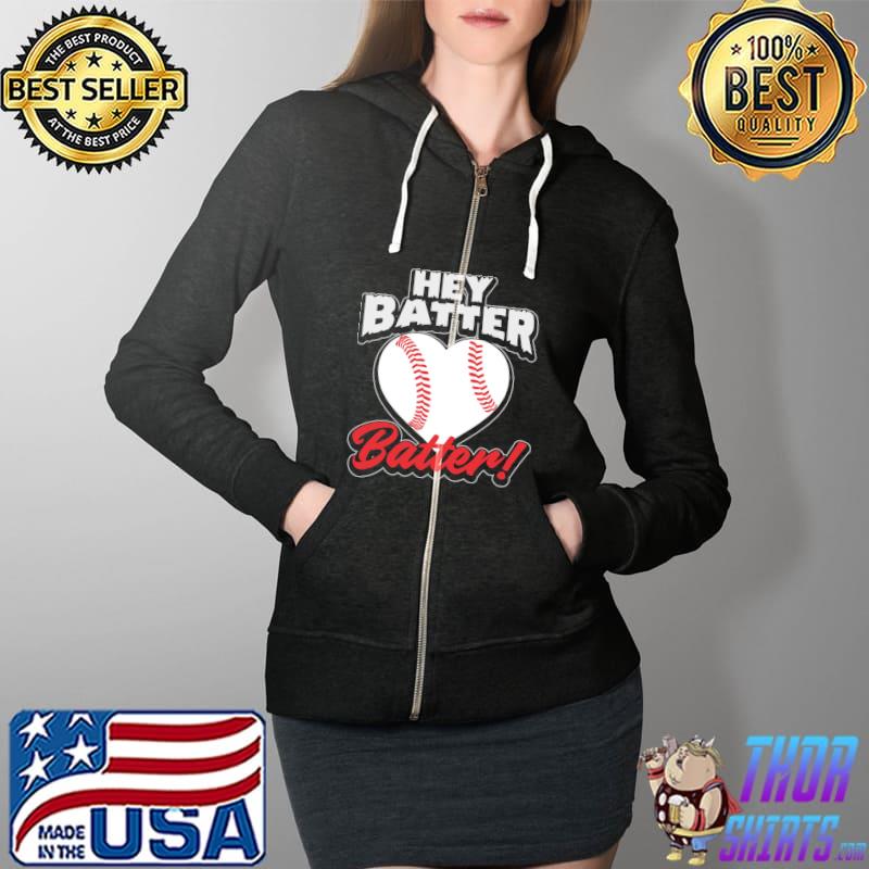 Hey Batter Batter Baseball Shirt Full Zip Hooded