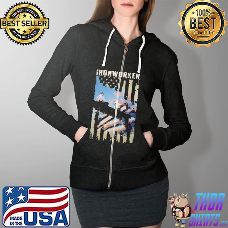 Ironworker American Flag Shirt Full Zip Hooded