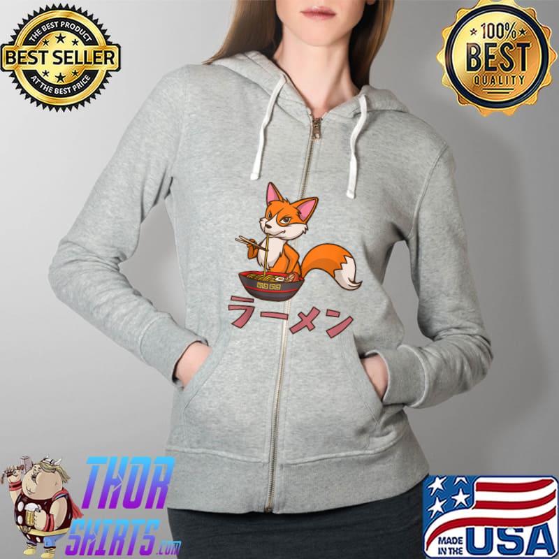 Kawaii Fox Eating Ramen Ramen Bowl T-s Full Zip Hooded
