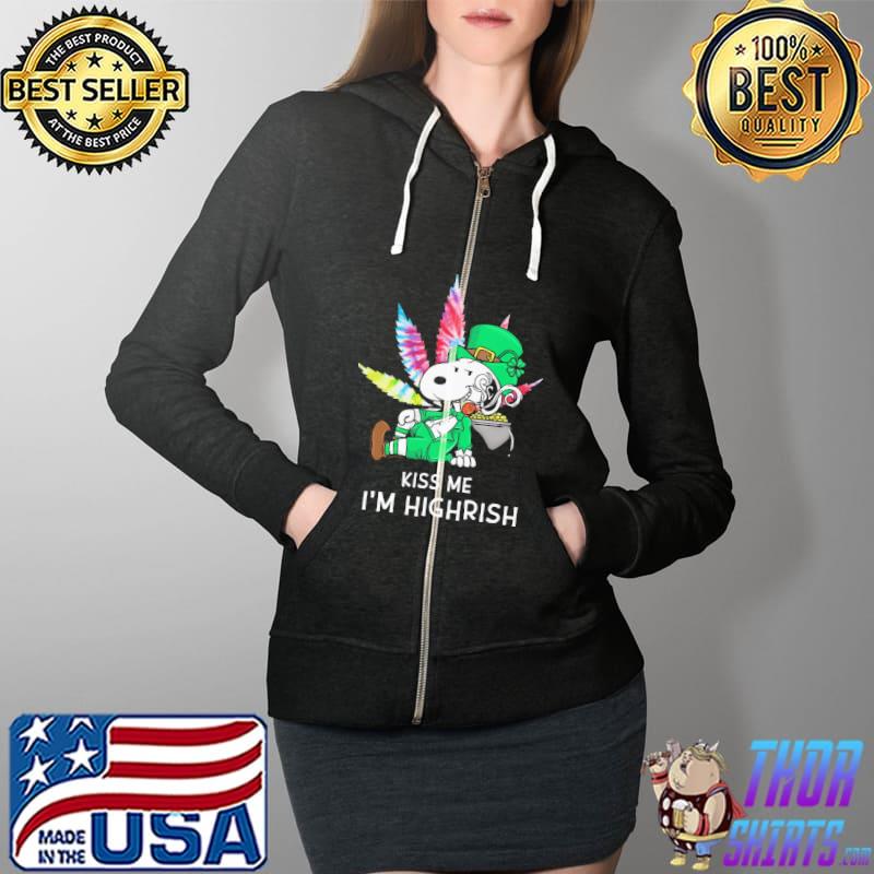 Kiss Me I’m Highrish Weed Snoopy St. Patrick Day Shirts Full Zip Hooded