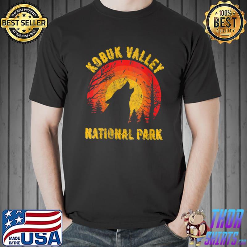 Kobuk Valley National Park Alaska Wolf Retro Sunset Nature T-Shirt Unisex
