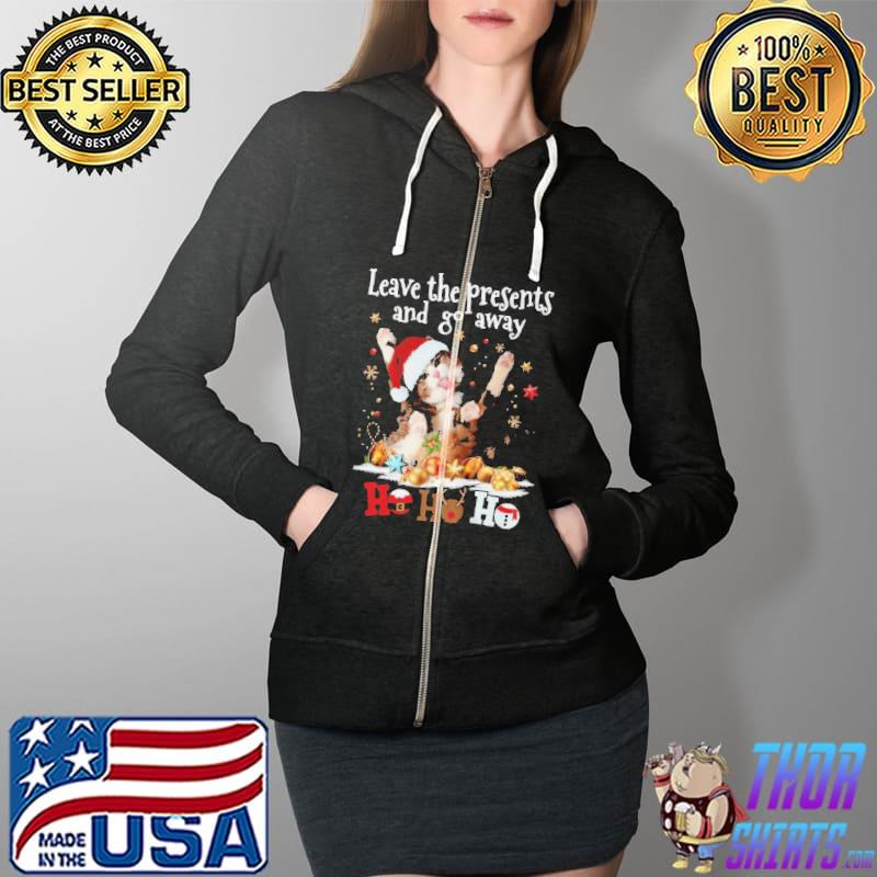 Leave The Presents And Go Away Ho Ho Ho Cat Shirt Full Zip Hooded