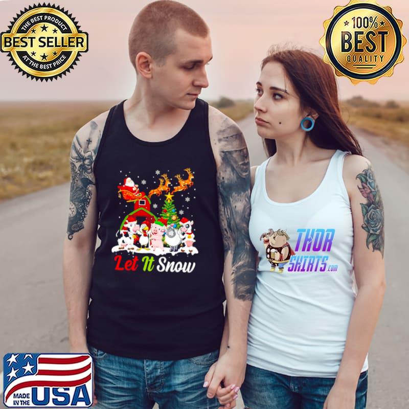 Let It Snow Merry Xmas Farm Animals Tractor Sweater T s Tank Top