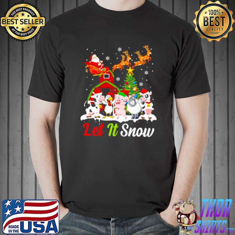 Let It Snow Merry Xmas Farm Animals Tractor Sweater T s Unisex