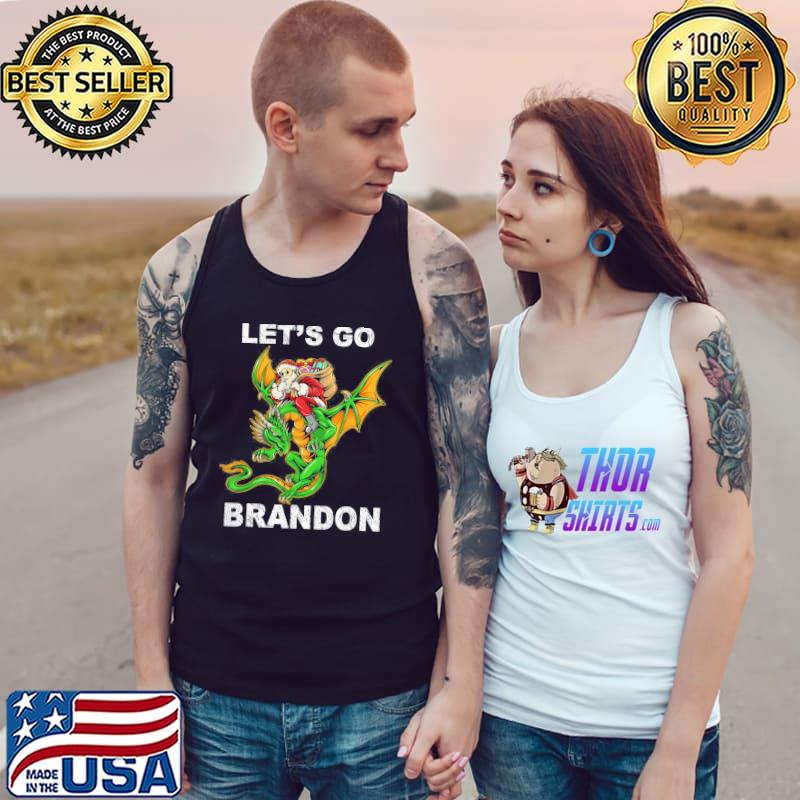 Lets Go Brandon Christmas Santa Riding Dragon T-Shirt Tank Top