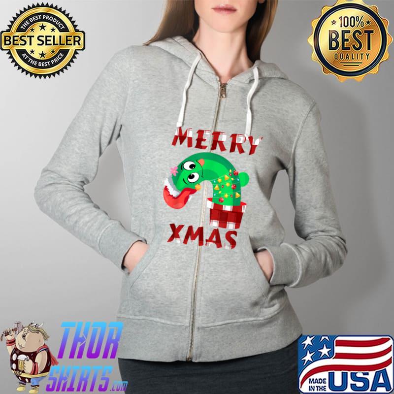 Merry Xmas Funny Cactus Santa Claus Men Women Kids Christmas T-Shirt Full Zip Hooded