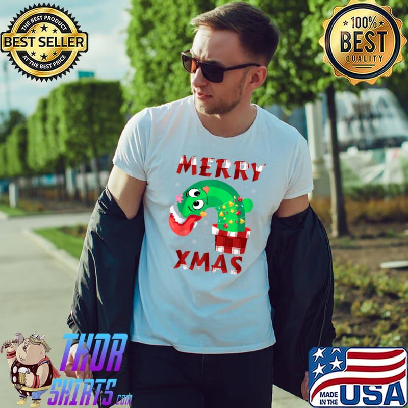 Merry Xmas Funny Cactus Santa Claus Men Women Kids Christmas T-Shirt Unisex