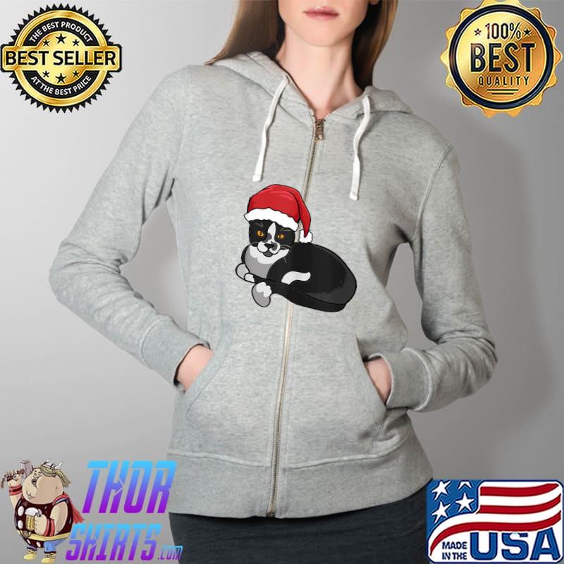Nice funny Christmas Cat Santa Hat Awesome For Animal Lovers T-Shirt Full Zip Hooded