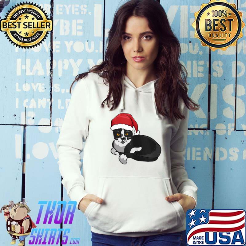 Nice funny Christmas Cat Santa Hat Awesome For Animal Lovers T-Shirt