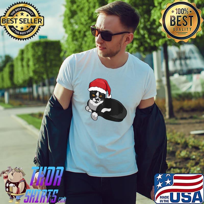Nice funny Christmas Cat Santa Hat Awesome For Animal Lovers T-Shirt Unisex