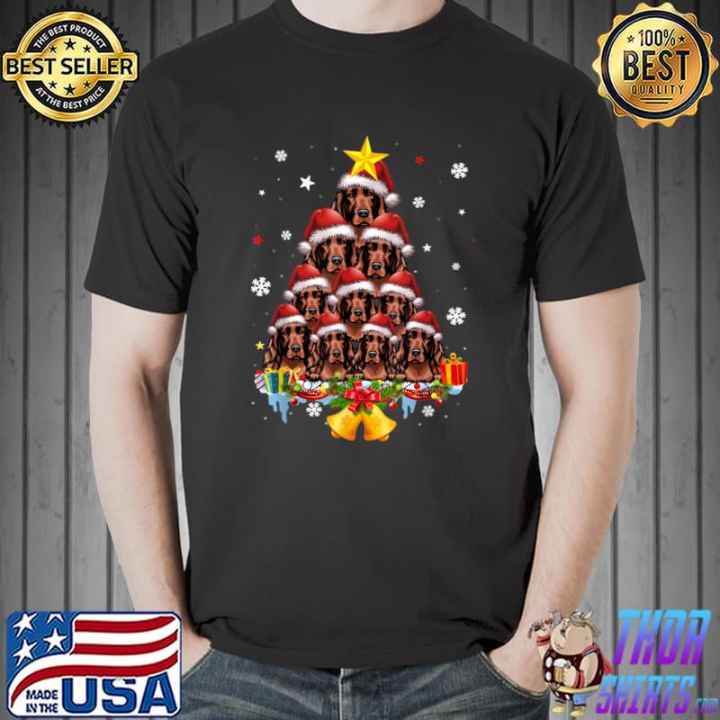 Nice funny Irish Setter Dog Christmas Tree Ugly Christmas T-Shirt Unisex